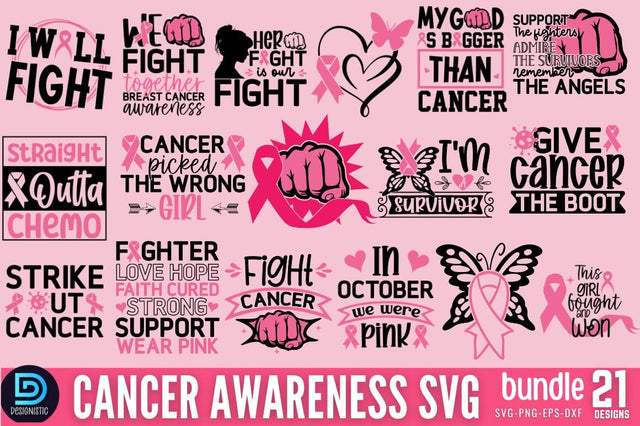 Cancer Awareness SVG Bundle SVG DESIGNISTIC 