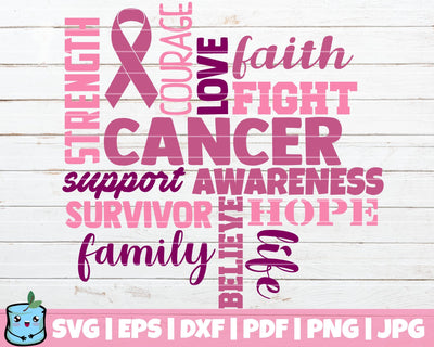 Cancer Awareness Word Art SVG MintyMarshmallows 