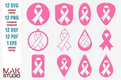 Cancer earrings svg bundle, Cancer earrings bundle svg, Cancer awareness ribbon earrings svg, Cancer earrings cut files SVG MAKStudion 