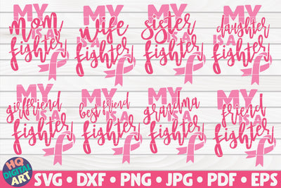 Cancer fighter SVG Bundle | 8 Cancer Awareness designs SVG HQDigitalArt 