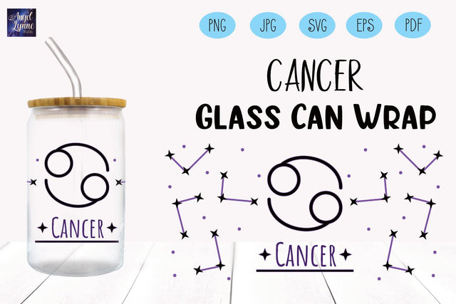 Cancer Glass Wrap | Cancer Libbey Glass Wrap SVG Angel Lynne Designs 
