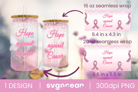 Cancer Glitter Glass Can | PNG | 16 Oz | 20 Oz Libbey Glass SVG SvgOcean 