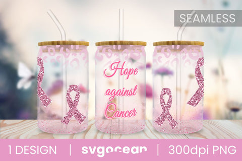 Cancer Glitter Glass Can | PNG | 16 Oz | 20 Oz Libbey Glass SVG SvgOcean 