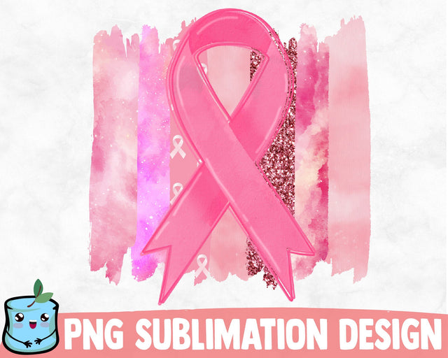 Cancer Pink Ribbon Brush Strokes Sublimation Designs SVG MintyMarshmallows 