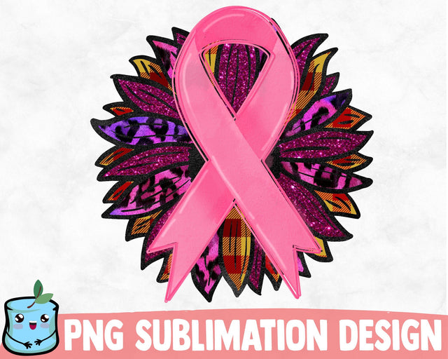 Cancer Pink Ribbon Sunflower Sublimation Design SVG MintyMarshmallows 