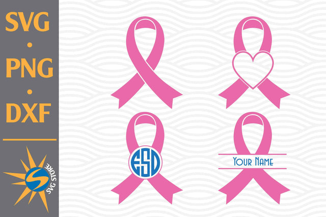 Cancer Ribbon Monogram SVG, PNG, DXF Digital Files Include SVG SVGStoreShop 