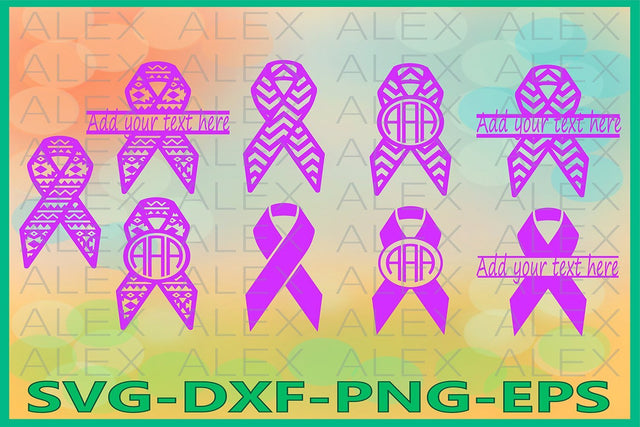 Cancer Ribbon Monogram Svg SVG AlexSVGStudio 