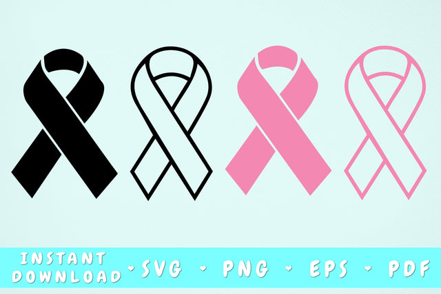 Cancer Ribbon SVG Bundle - 4 Designs SVG HappyDesignStudio 