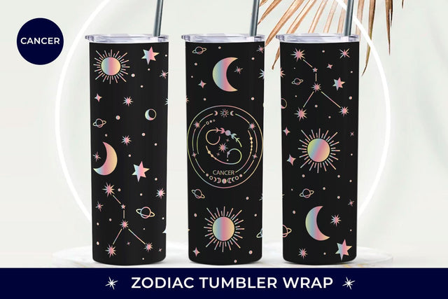 Cancer sublimation tumbler wrap, Zodiac sign tumbler Sublimation KMarinaDesign 