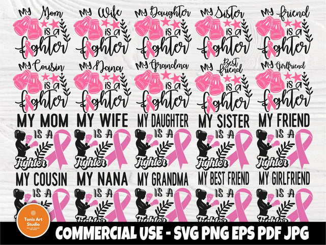 Cancer SVG Bundle, Cancer Fighter Svg, Pink Ribbon SVG TonisArtStudio 
