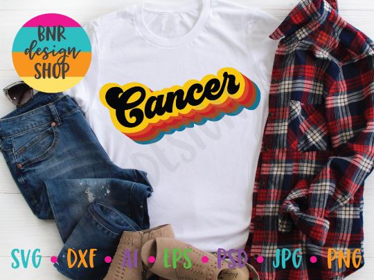 Cancer SVG File, Horoscope SVG, Retro SVG, Vintage SVG, SVG Cut File for Cricut Cutting Machines and Vinyl Crafting SVG BNRDesignShop 