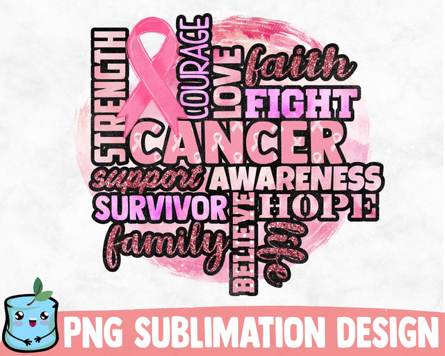 Cancer Word Art Sublimation Design SVG MintyMarshmallows 