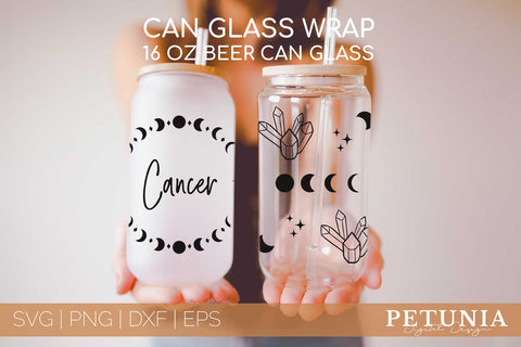 Cancer Zodiac Can Glass Wrap SVG | Beer Can Glass Wrap SVG SVG Petunia Digital Design 