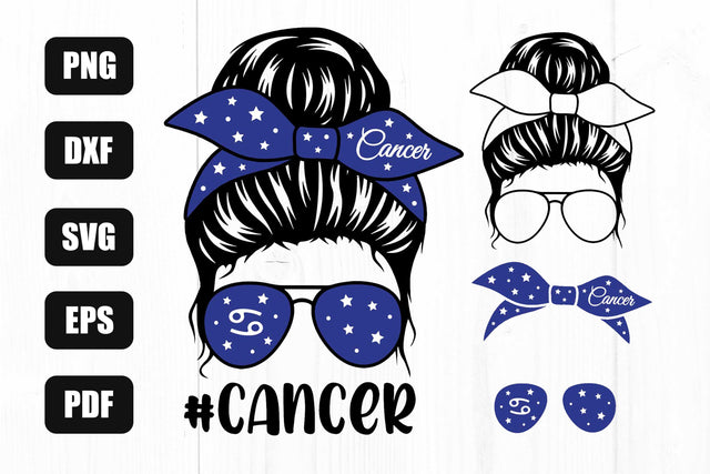Cancer Zodiac Sign Svg, Mom Life Svg, Messy Bun Svg, Cancer Zodiac Sublimation SVG Litke Designs 