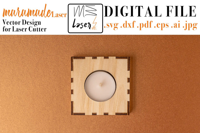Candle Holder Box Vector file for Laser Cutter. SVG MaramadeLaser 