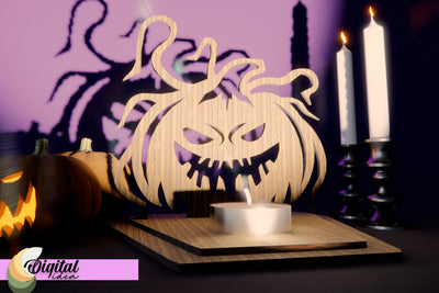 Candle Holder Halloween 3D Laser Cut. 3D Halloween Pumpkin Laser Cut. SVG Evgenyia Guschina 