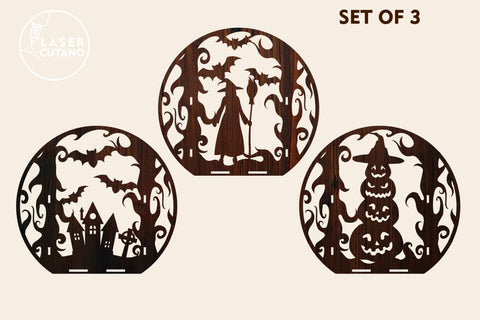 Candle Holder Halloween Laser Cut Files Candlestick Laser Cut Multilayer Laser Cut Files, Round Sign SVG, 3D Designs, Mini Design Bundles Multilayer Cut Files for Laser Cut Wood or Cricut, 3D Designs SVG LaserCutano 