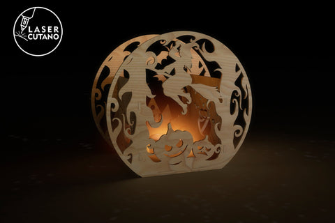 Candle Holder Halloween Laser Cut Files Candlestick Laser Cut Multilayer Laser Cut Files, Round Sign SVG, 3D Designs, Mini Design Bundles Multilayer Cut Files for Laser Cut Wood or Cricut, 3D Designs SVG LaserCutano 