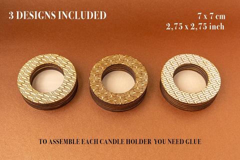 Candle Holders Deco Vector file for Laser Cutter - 3 Variations SVG MaramadeLaser 