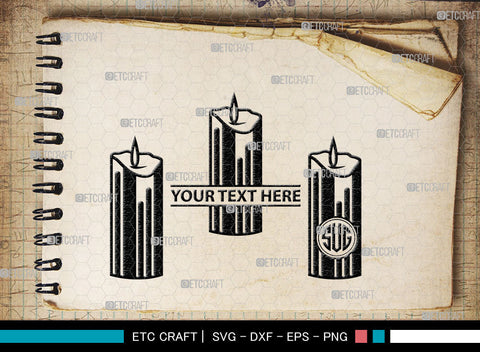 Candle Monogram, Candle Silhouette, Candle SVG, Birthday Candle Svg, Melted Candle Svg, Wax Candle Svg, SB00019 SVG ETC Craft 