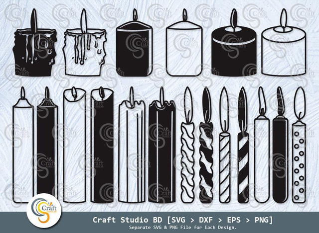 Candle Silhouette, Birthday Candles Svg, Wax Candle Svg, Melting Candle Svg, Christmas Candle Svg, Candle Svg Bundle SVG ETC Craft 