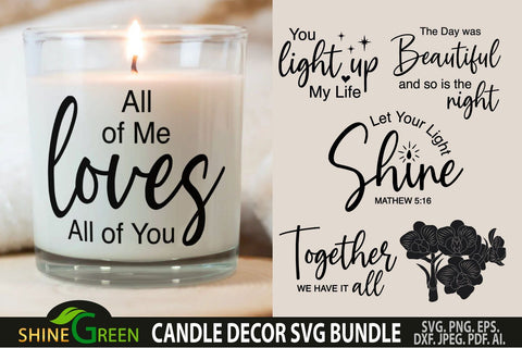 Candle SVG Bundle for Valentine's Day, Wedding, Home Decor SVG Shine Green Art 