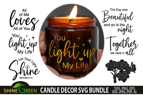 Candle SVG Bundle for Valentine's Day, Wedding, Home Decor SVG Shine Green Art 