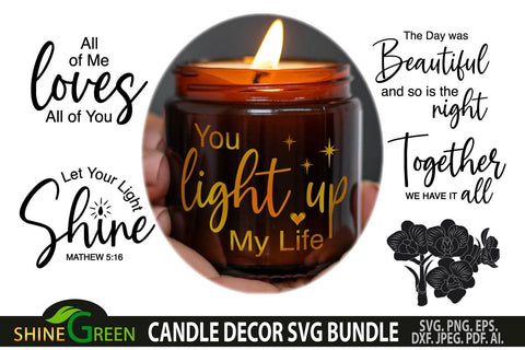 Candle SVG Bundle for Valentine's Day, Wedding, Home Decor SVG Shine Green Art 