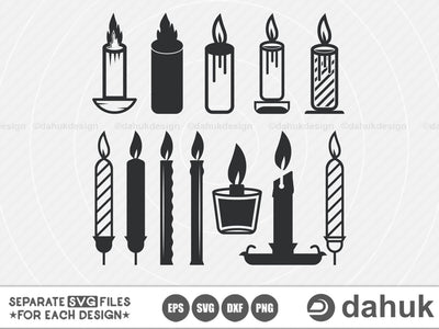 Candle Svg, Candle Bundle, Candle Cut Files For Silhouette, Files for Cricut, Svg, Eps, Dxf, Png, Cricut, Cut File SVG dahukdesign 