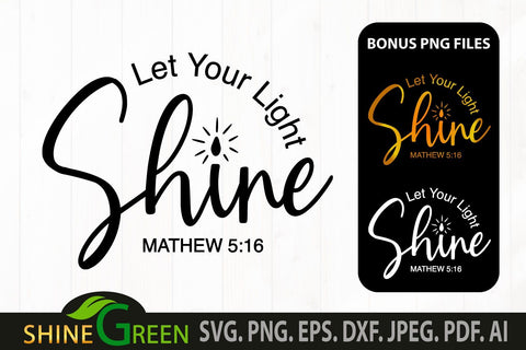 Candle SVG - Let Your Light Shine Christian Quote SVG SVG Shine Green Art 
