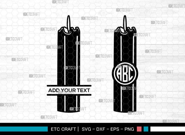 Candle SVG Monogram, Birthday Candles Svg, Wax Candle Svg, Melting Candle Svg, Christmas Candle Svg, Split Monogram Svg SVG ETC Craft 