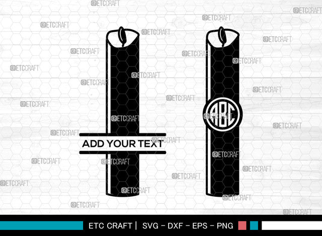Candle SVG Monogram, Birthday Candles Svg, Wax Candle Svg, Melting Candle Svg, Christmas Candle Svg, Split Monogram Svg SVG ETC Craft 