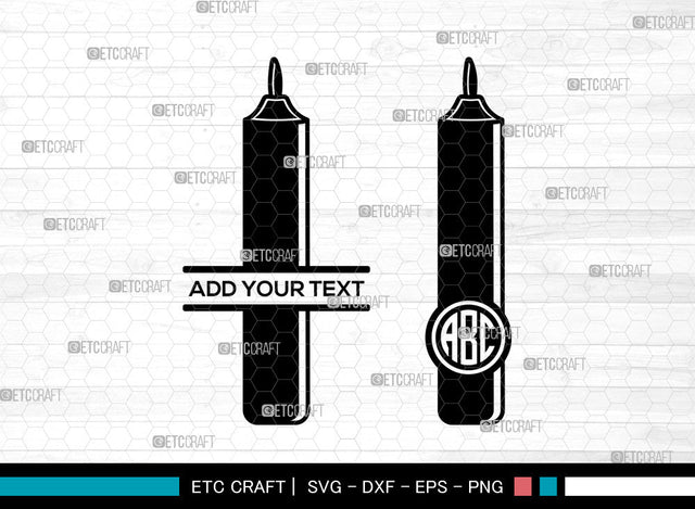 Candle SVG Monogram, Birthday Candles Svg, Wax Candle Svg, Melting Candle Svg, Christmas Candle Svg, Split Monogram Svg SVG ETC Craft 