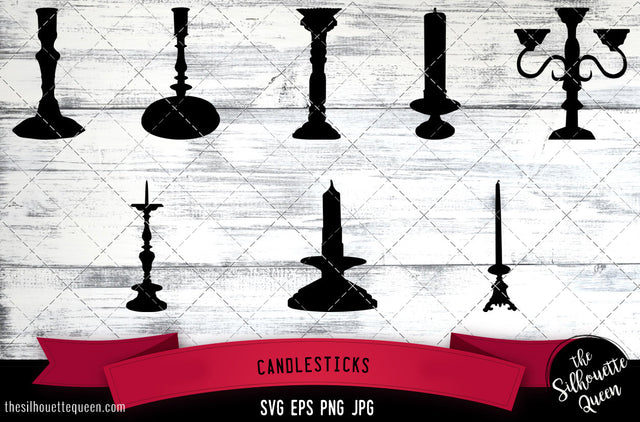 Candlesticks Silhouette Vector SVG SVG Loveleen Kaur 