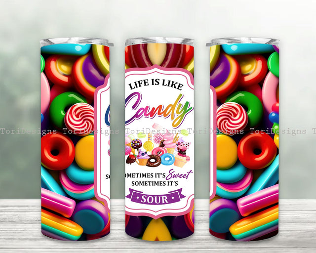 Candy 20 oz Skinny Tumbler, Candy Love Png, Sweet Tumbler Png Sublimation ToriDesigns 
