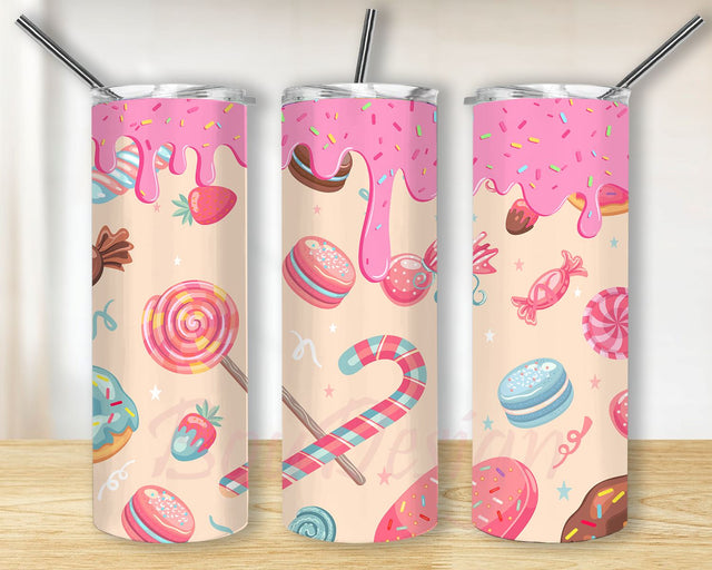 Candy 20oz Skinny Tumbler Sublimation Designs for Straight, Tapered Tumbler Design, PNG Digital Download Sublimation BouDesign 