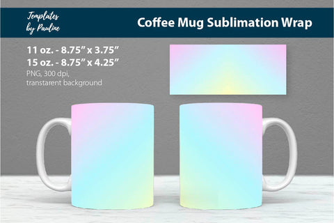 Candy Blue Coffee Mug Sublimation Wrap PNG Sublimation Templates by Pauline 