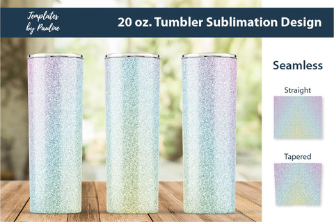 Candy Blue Ombre & Glitter Seamless 20 oz Skinny Tumbler Sublimation Wraps Sublimation Templates by Pauline 