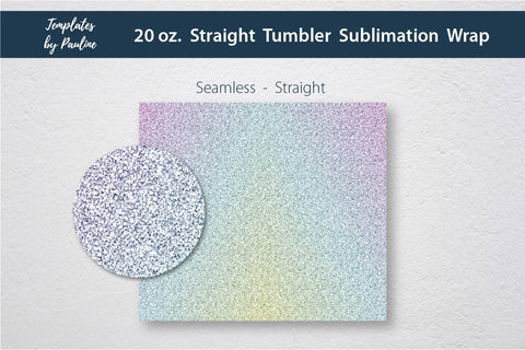 Candy Blue Ombre & Glitter Seamless 20 oz Skinny Tumbler Sublimation Wraps Sublimation Templates by Pauline 
