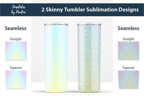 Candy Blue Ombre & Glitter Seamless 20 oz Skinny Tumbler Sublimation Wraps Sublimation Templates by Pauline 