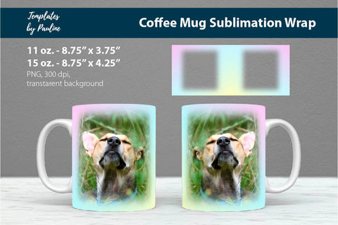 Candy Blue Pink Photo Mug Sublimation Wrap PNG Sublimation Templates by Pauline 