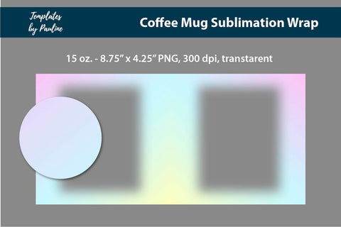 Candy Blue Pink Photo Mug Sublimation Wrap PNG Sublimation Templates by Pauline 