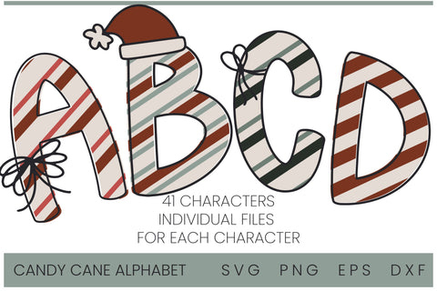Candy Cane Alphabet, Christmas Lettering, Holiday Doodle Font SVG Designing Digitals 