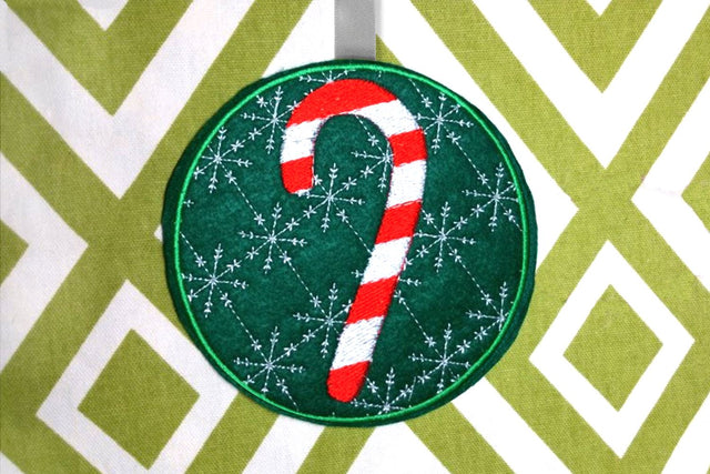 Candy Cane Christmas Ornament ITH Applique Embroidery Embroidery/Applique Designed by Geeks 