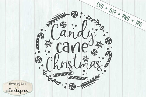 Candy Cane Christmas - Wreath - SVG SVG Ewe-N-Me Designs 