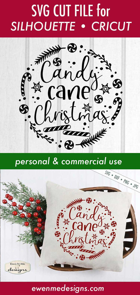 Candy Cane Christmas - Wreath - SVG - So Fontsy