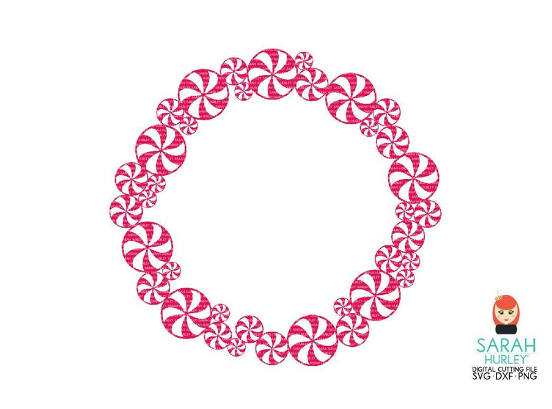 Candy Cane Circle Frame SVG Sarah Hurley 