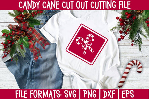 Candy Cane Cut Out SVG Cut File Design for Silhouette and Cricut SVG Digital Clipart Deals 