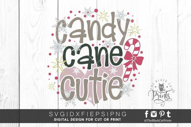 Candy Cane Cutie | Christmas cut file SVG TheBlackCatPrints 