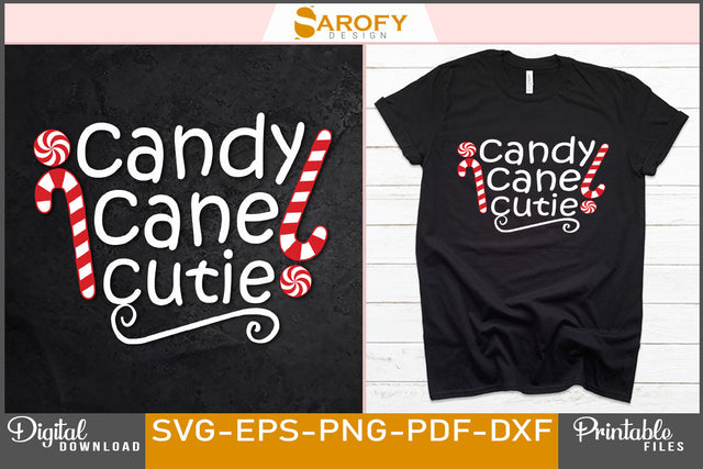 Candy cane cutie funny Christmas candy design SVG cricut files SVG Sarofydesign 